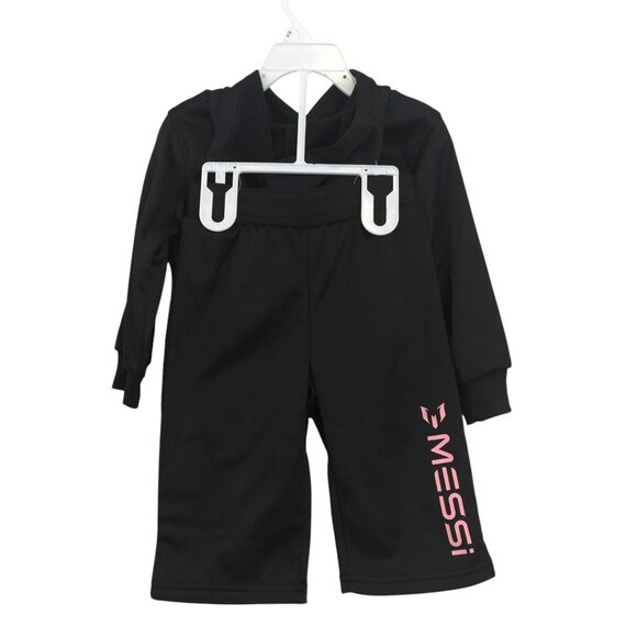 MESSI Collection 24 Months Toddler Hooded Top & Pants Black Pink 2 Piece Set - Picture 2 of 4